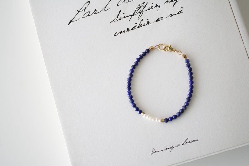 春乐-青金石x小珍珠x黄铜 手链 - 手链/手环 - 宝石 蓝色