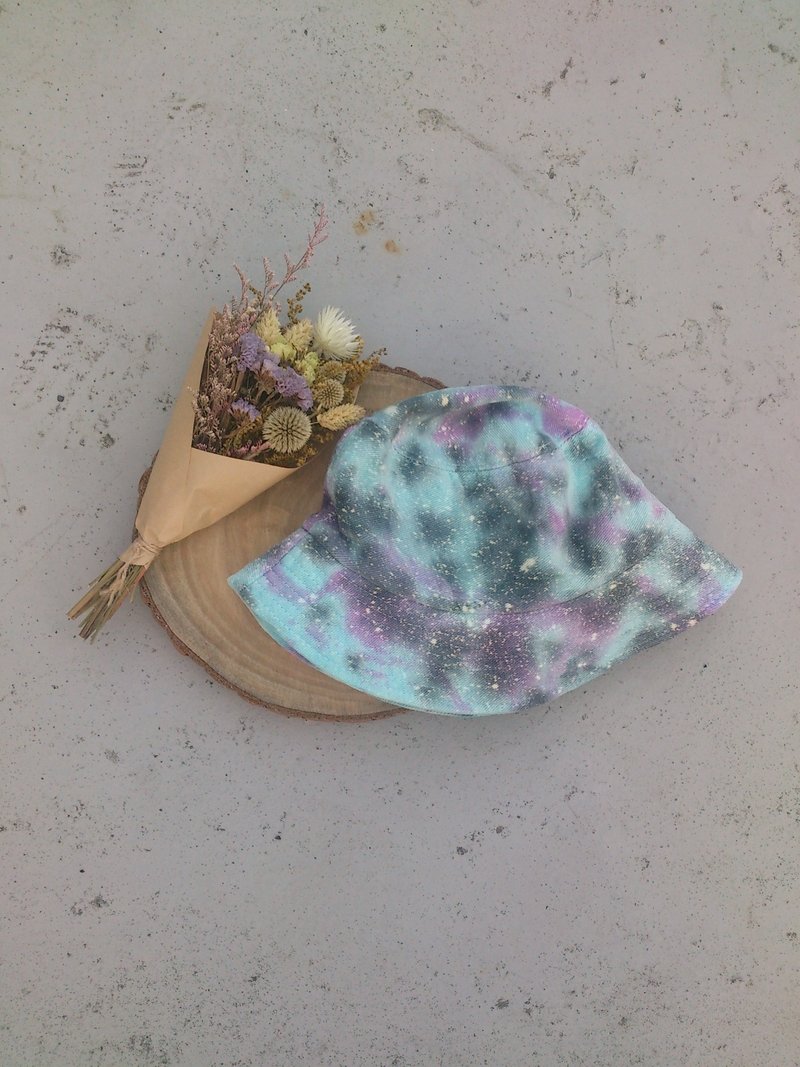 渔夫帽 帽子 手染 渲染 /定制 [星空] - 帽子 - 棉．麻 蓝色