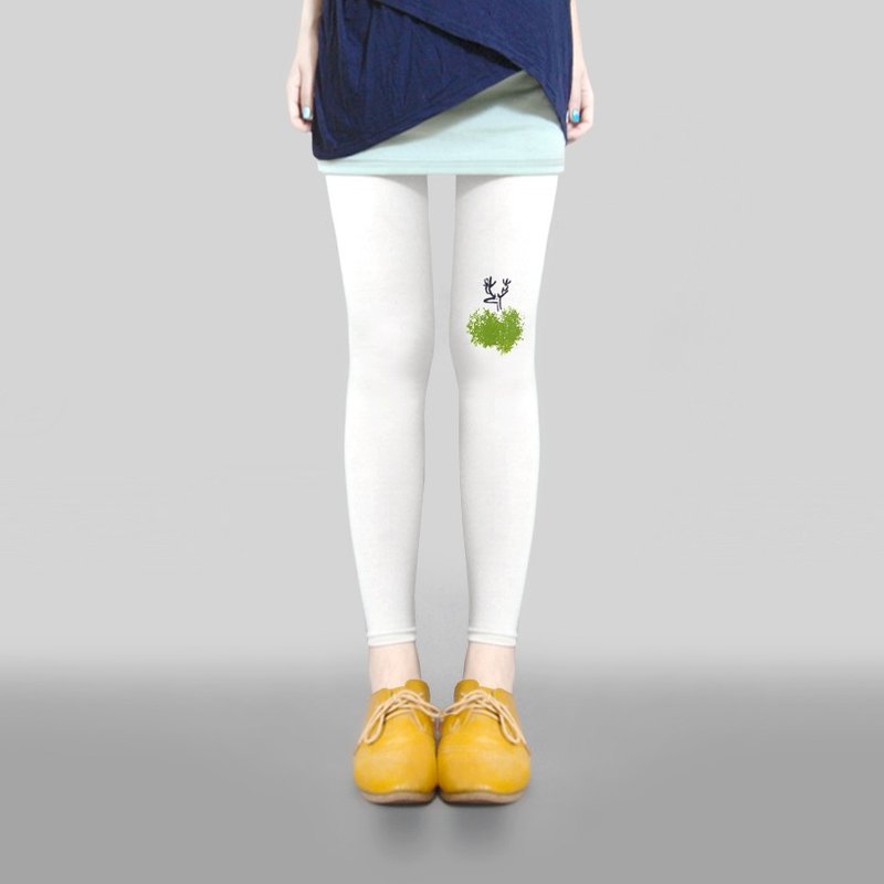 【独家限定】有时隐藏是希望被发现／小鹿牛奶内搭裤 - 女装长裤 - 棉．麻 白色