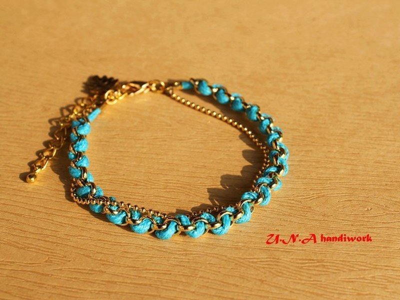 U.N.A handiwork【水蓝】纯手工气质枫叶款手炼 - 手链/手环 - 其他金属 蓝色