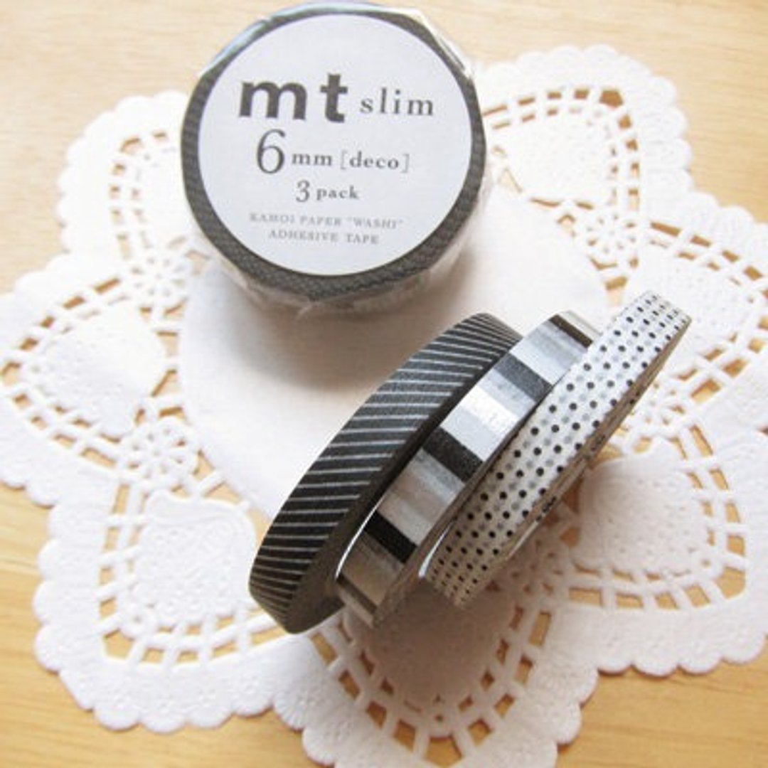 mt slim 和纸胶带 6mm 细版3色组 (MTSLIM21) - 纸胶带 - 纸 灰色