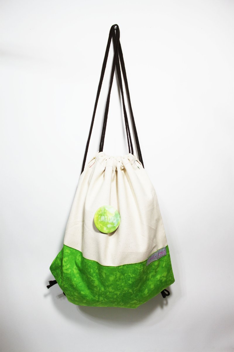 [CURLY CURLY] Pure Bags _The grass (赠送限定款别针一枚) - 束口袋双肩包 - 其他材质 绿色