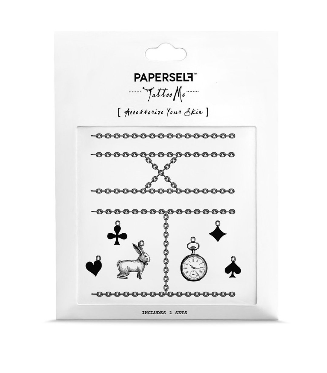 【PAPERSELF】Tattoo Me 奇幻仙境戒指 兔子 爱莉丝 刺青 纹身贴纸 Wonderland Ring 2入 - 纹身贴 - 纸 黑色