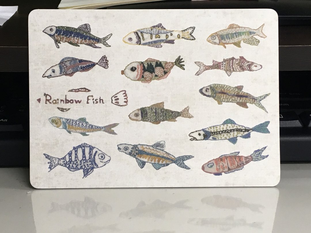 Rainbow Fish 刺绣鱼明信片 - 卡片/明信片 - 纸 白色