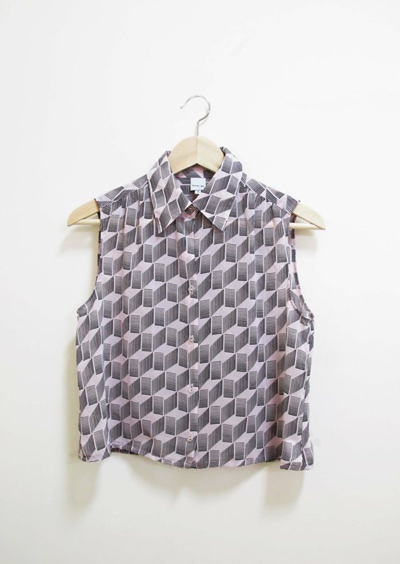 【Wahr】几何格无袖上衣 - 女装 T 恤 - 其他材质 多色