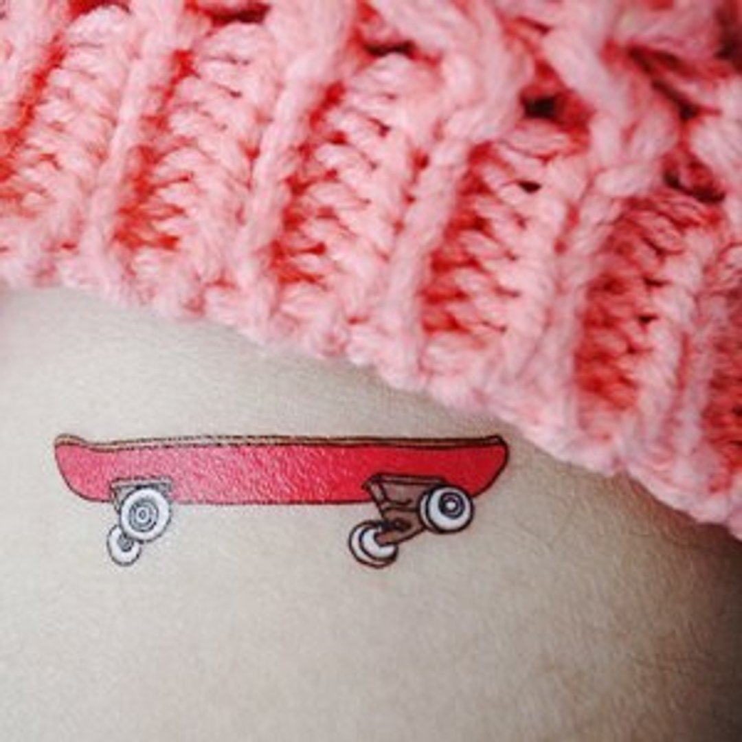 *tattoo*桃红滑板刺青贴纸组 1组2个同款 - 贴纸 - 纸 红色