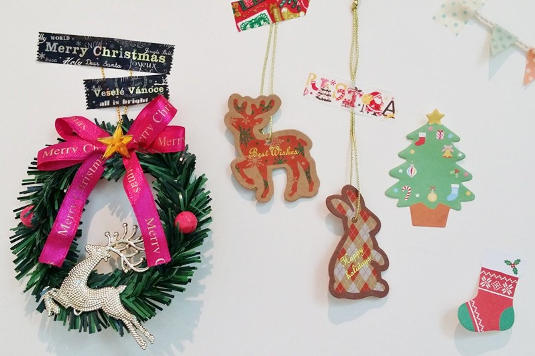 日本 amifa Christmas 麋鹿与兔子小吊卡 (29024) / 8枚 - 卡片/明信片 - 纸 多色