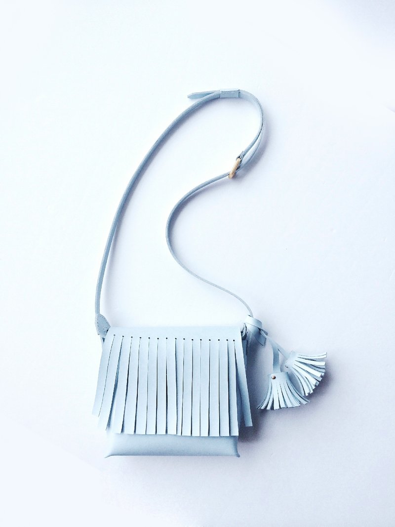 Zemoneni 流苏系列 ice cream 马卡龙色 蓝色 随身小包 - 侧背包/斜挎包 - 真皮 蓝色