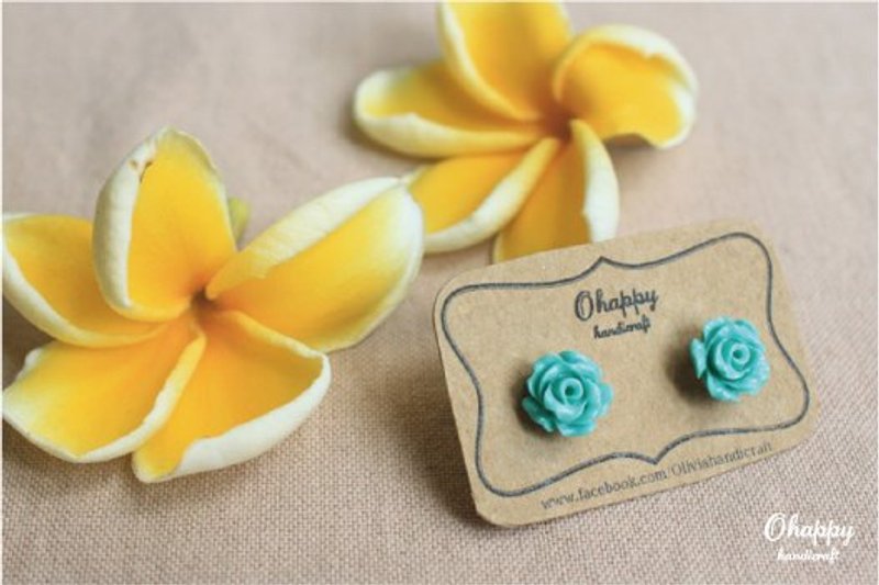 玫瑰 耳环 - 耳环/耳夹 - 其他金属 多色