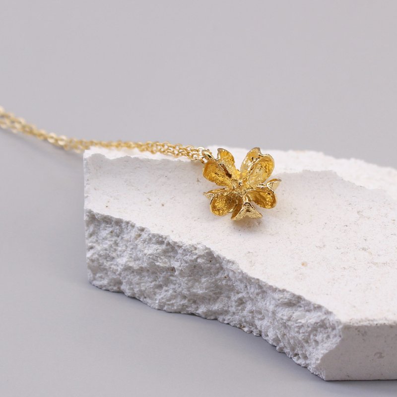 紫薇果实 纯银项链 18K镀金项链 锁骨链 二色 - 锁骨链 - 纯银 银色