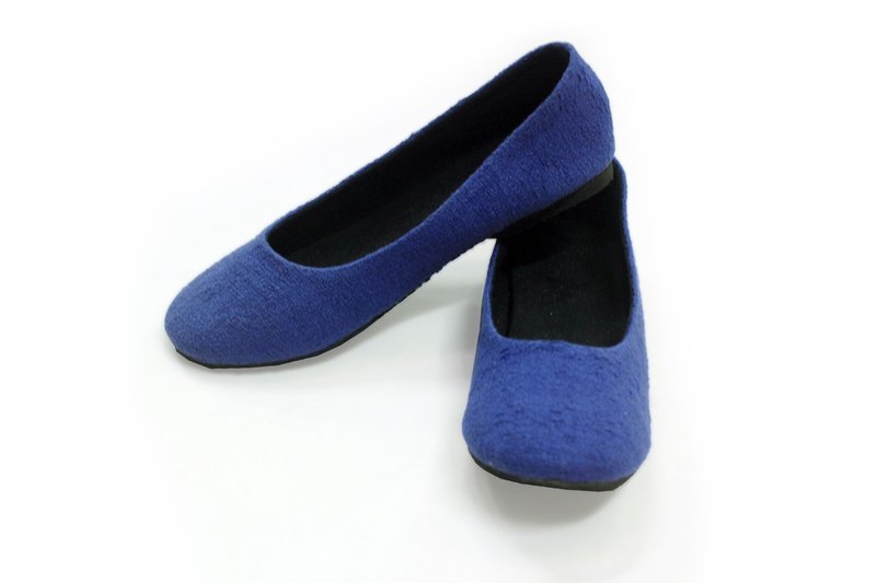 EARTH.er  │"ORGANIC OFFICE LADY" 天然的大麻布女装平底鞋● Blue "ORGANIC OFFICE LADY" Natural Hemp Lady Shoes│ :: 香港原创设计品牌 :: - 女款休闲鞋 - 棉．麻 蓝色