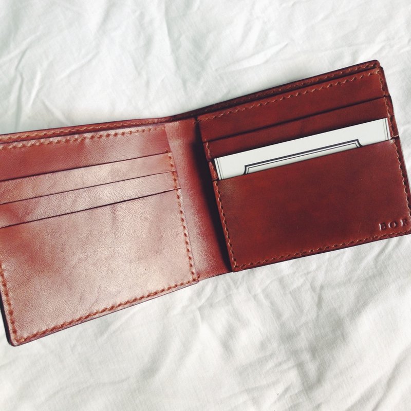 ［NINOX］手工皮革钱包 短夹 银包 送印字 - 皮夹/钱包 - 真皮 红色