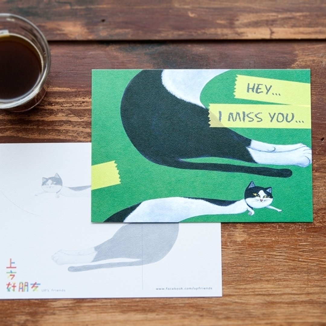 接猫系列_HEY I MISS YOU… - 卡片/明信片 - 纸 多色