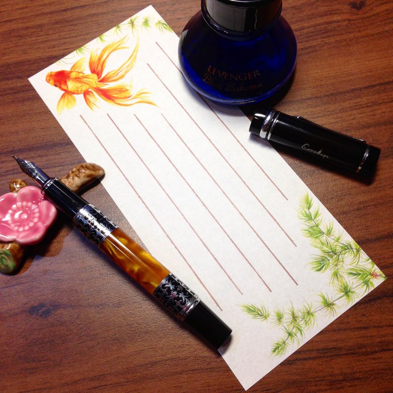 一笔笺~墨水染画-金鱼-(一包30张入) - 便条纸/标签贴 - 纸 橘色