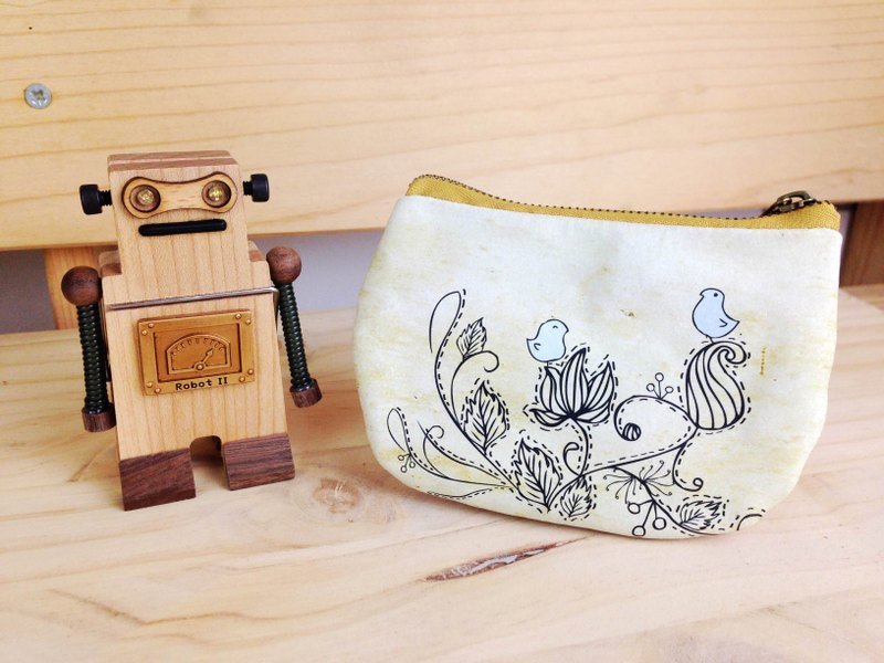 【DOZI皮革手作】零钱包-号啾啾，拉链背皮为不挑色识材料而定，请询问设计师 - 零钱包 - 真皮 橘色