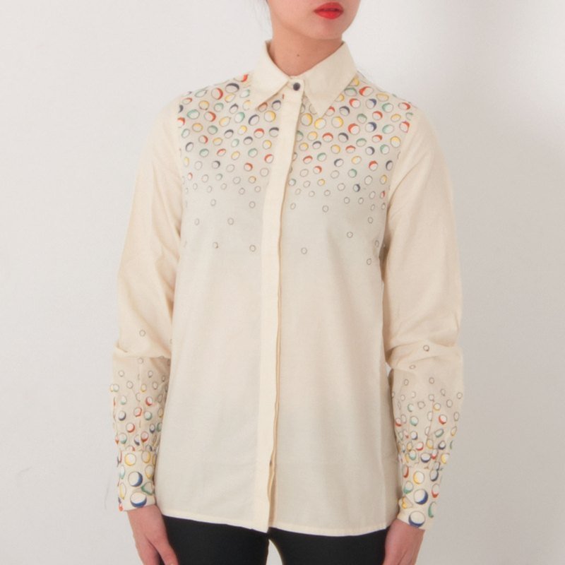 小弹珠洒满身 - 女装衬衫 - 棉．麻 卡其色