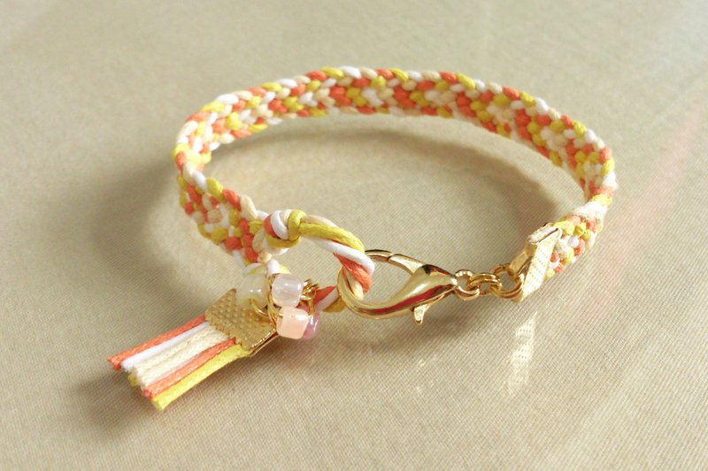 ～时尚民族风～彩色蜡绳编织手环～盛夏向日葵 - 手链/手环 - 其他金属 黄色