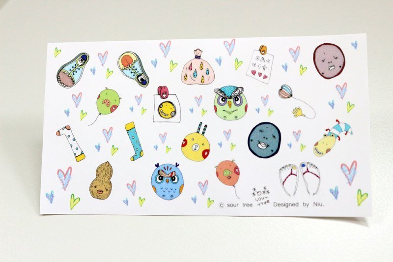 嗯哎呦小世界小脑袋 - 迷你型插画贴纸组 / 款3(雾面) - 贴纸 - 纸 多色