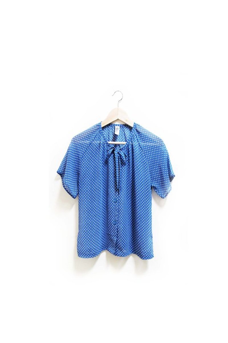 【Wahr】蓝紫短袖薄衬衫 - 女装衬衫 - 其他材质 多色