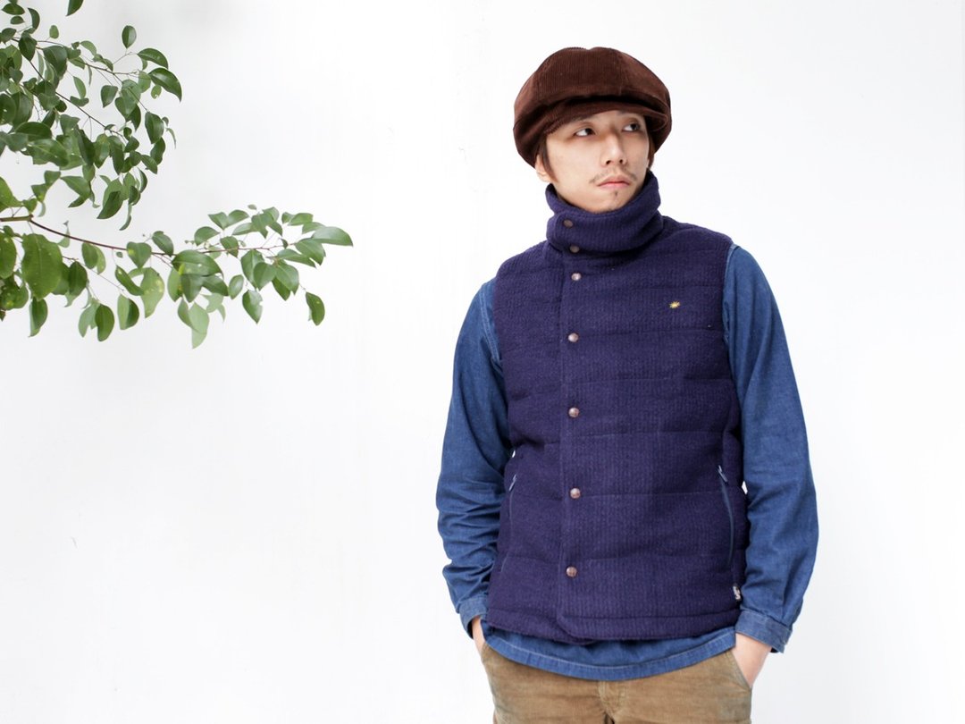 GOHEMP 经典羊毛起绉地图内里羽绒背心 M - 男装背心 - 其他材质 蓝色