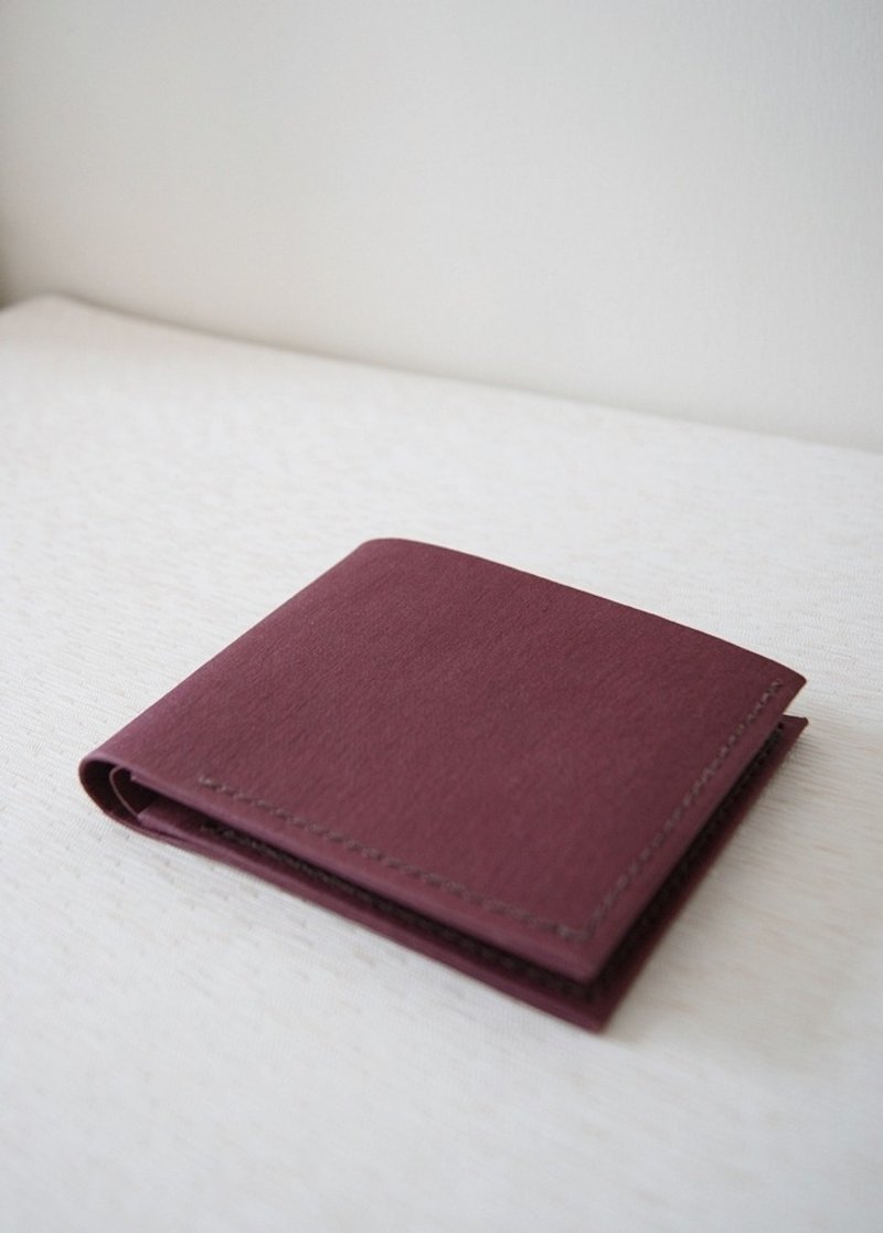 - 水洗皮纸短夹 / 酒红 - 皮夹/钱包 - 纸 