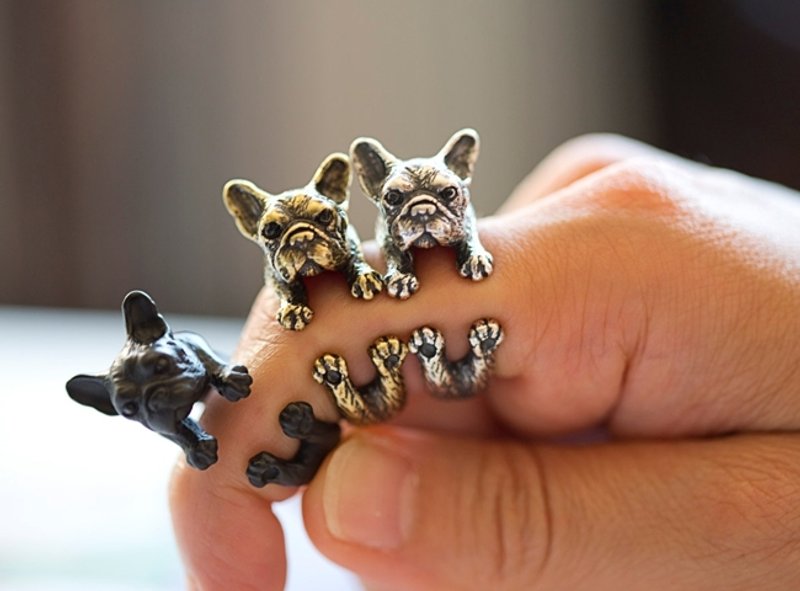法斗犬绕圈戒指 - 戒指 - 其他金属 灰色