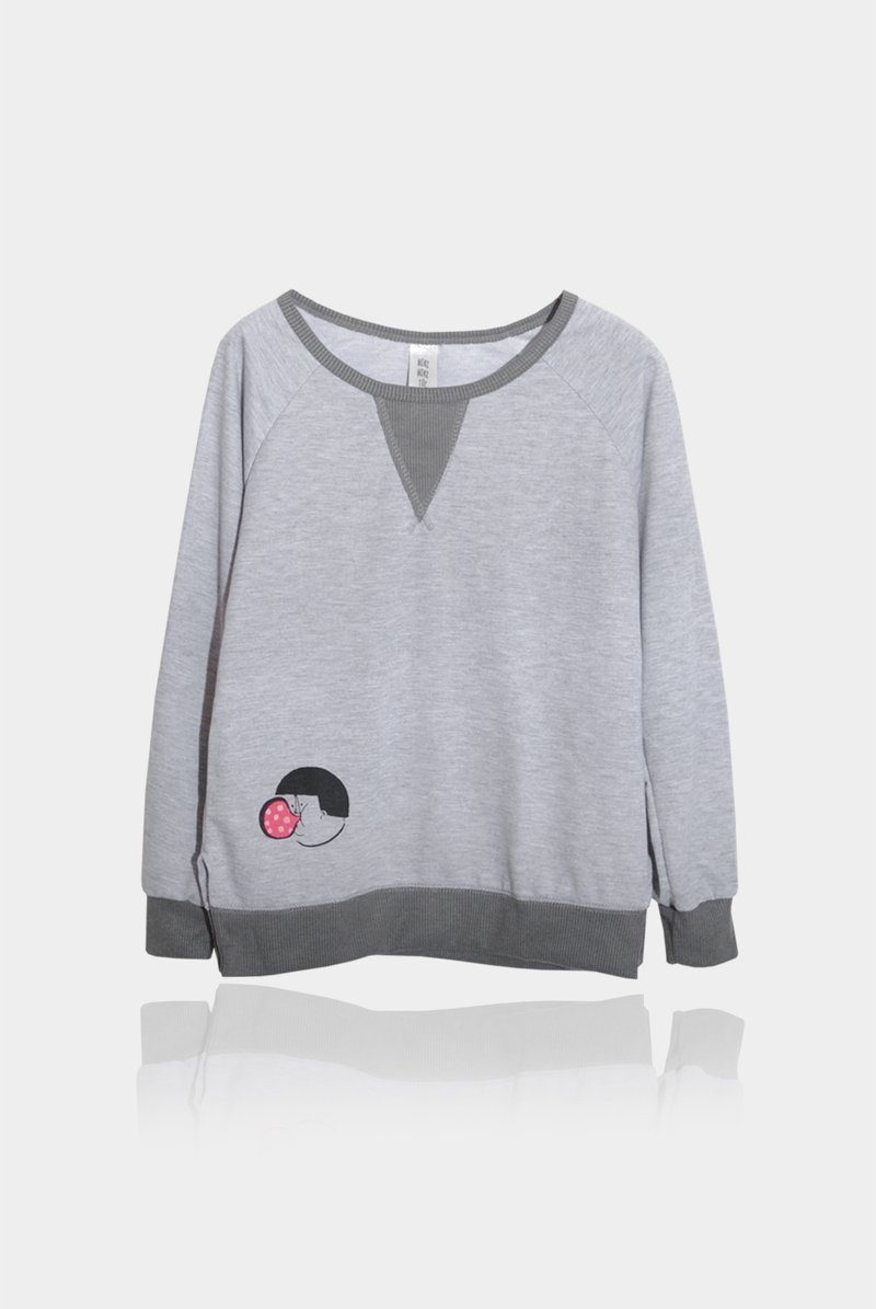 【新年礼物】手作・点点泡泡糖／补丁踢．last one - 女装 T 恤 - 棉．麻 灰色