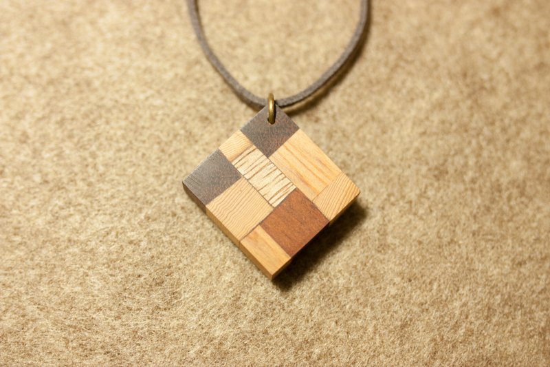 木石－拼接小方块 - 项链 - 木头 咖啡色