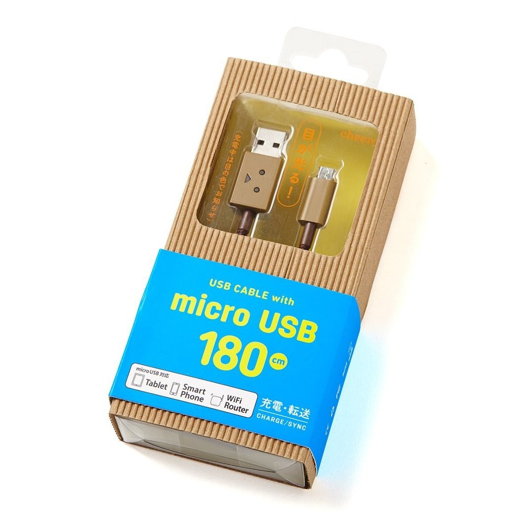 cheero阿愣micro USB 充电传输线／180厘米 - 充电宝/传输线 - 塑料 咖啡色