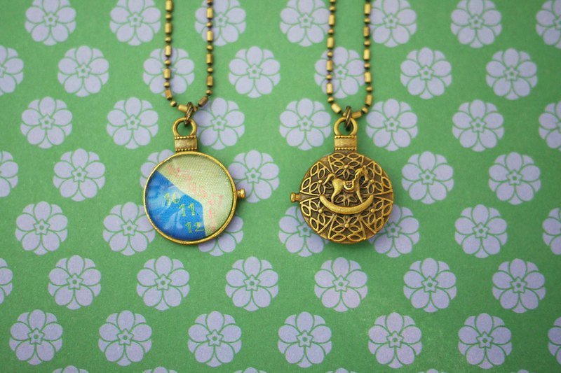 ▲你那边几点?▲伪时钟长链▲切片比萨▲ - 项链 - 其他金属 卡其色