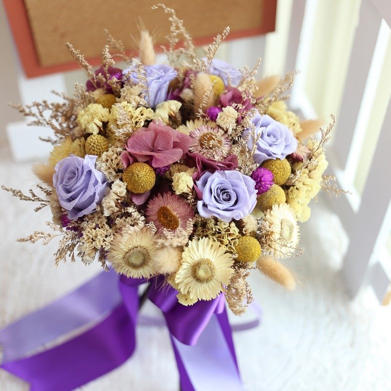 璎珞庄园*手作珠宝捧花*婚礼小物*新娘饰品*定制订作*五合一捧花~~不凋花搭配干燥花~~NO.113 - 植栽/盆栽 - 其他材质 