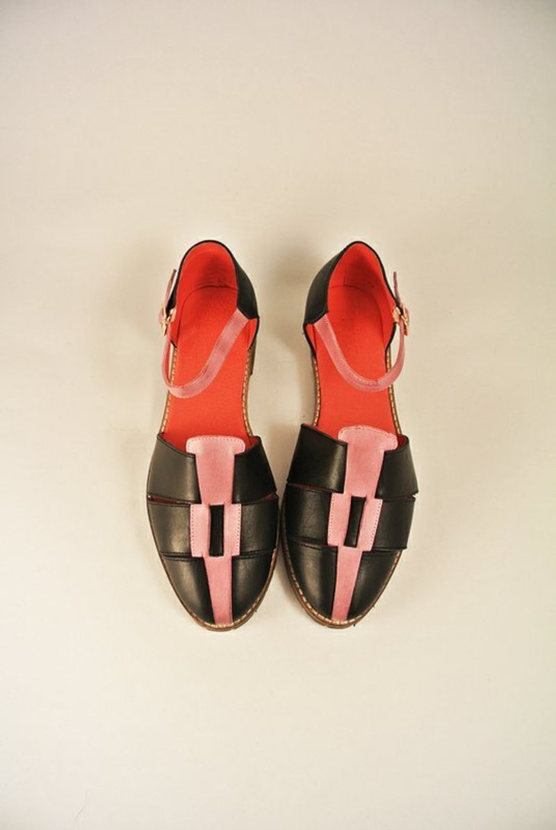 今天不在家，欢迎来玩。小羊皮编织平底。(黑) 无法无天。 - 女款休闲鞋 - 真皮 