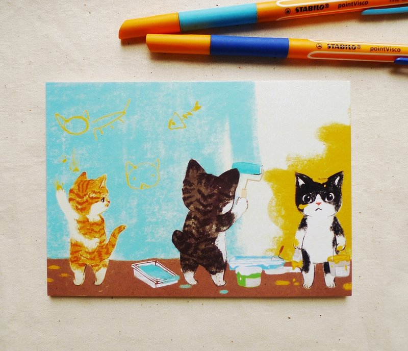 明信片-油漆墙壁 - 卡片/明信片 - 纸 蓝色