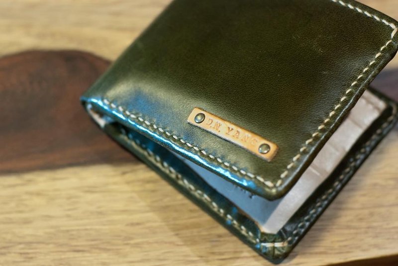 015 短夹/银包-可打英文名字钢印 - 皮夹/钱包 - 真皮 绿色