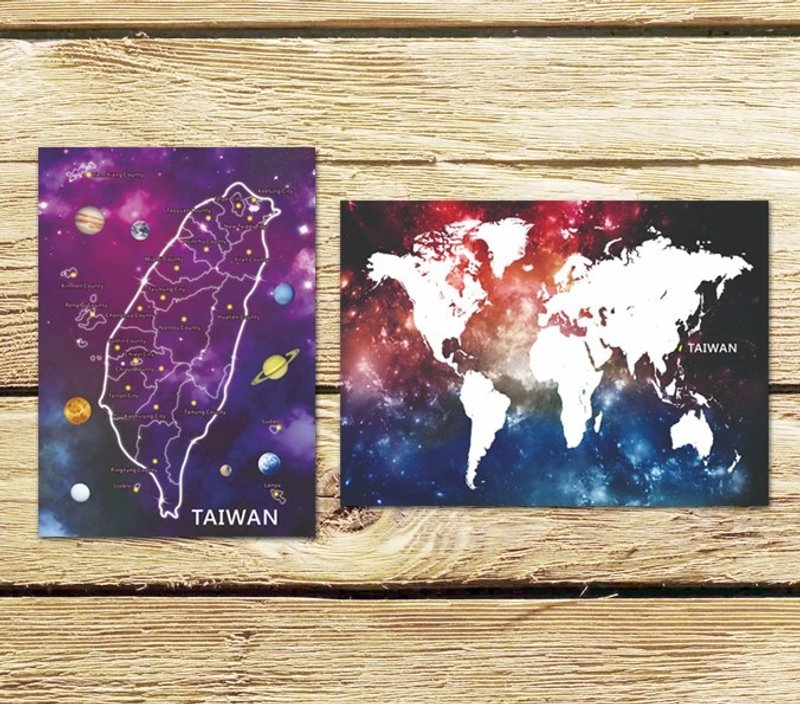 小行星台湾+小宇宙台湾 明信片组(两入) - 卡片/明信片 - 纸 紫色