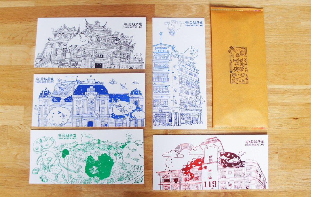 :::府城好所在:::烫金明信片套组（一套五款） - 卡片/明信片 - 其他材质 多色
