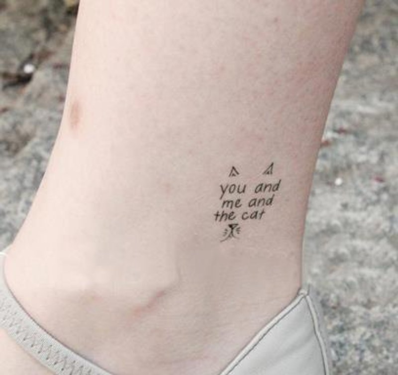 *tattoo* 你和我和一只猫  情人节礼物 1组4张同款 - 贴纸 - 纸 黑色