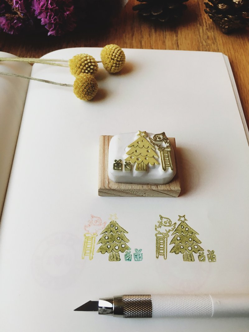 Deerday手刻章 Xmas圣诞节要到了 - 印章/印台 - 橡胶 绿色