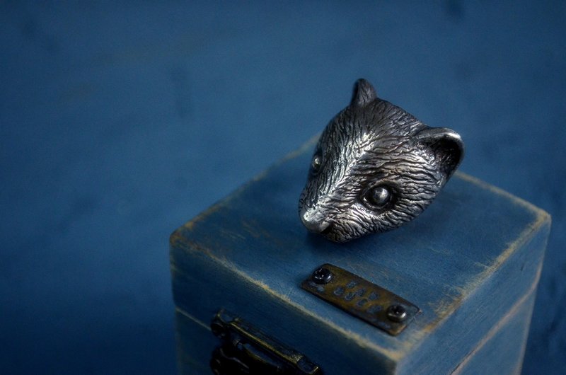 ▽-动物系列-▽纯银/雪貂/森林/戒指/礼物/定制化 - 戒指 - 其他金属 蓝色