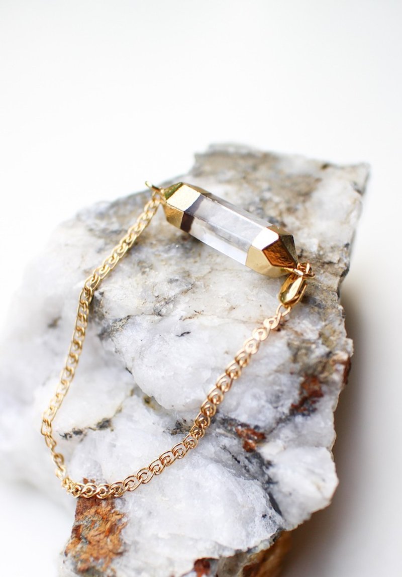 [原矿系]LOPAKA 水晶原矿手链-限量手工. 情人节礼物. 生日礼物. 天然石 - 手链/手环 - 宝石 金色