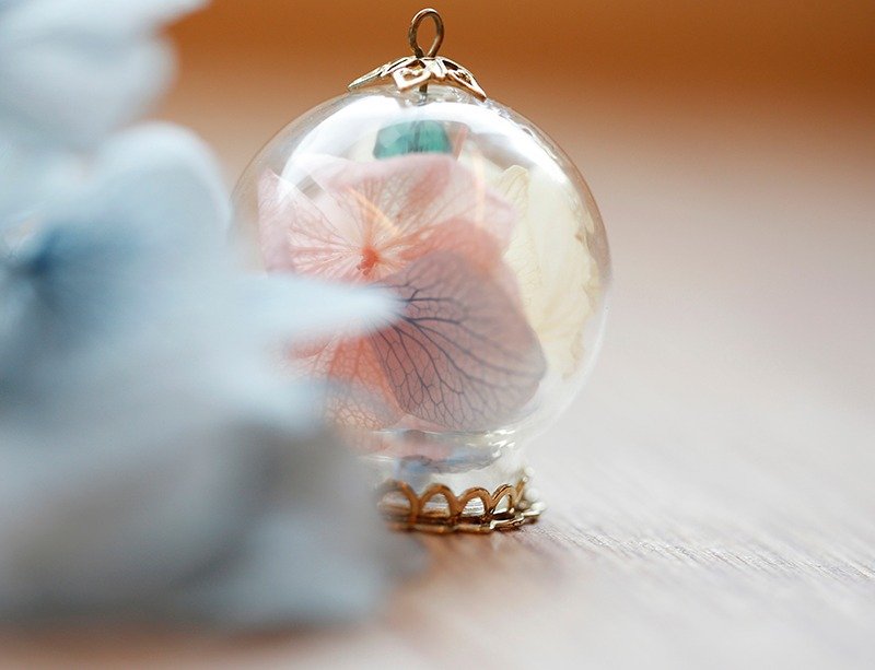 咪咪狗狗挤纸箱-夏彩花球系列大气泡吊坠 - 项链 - 玻璃 金色