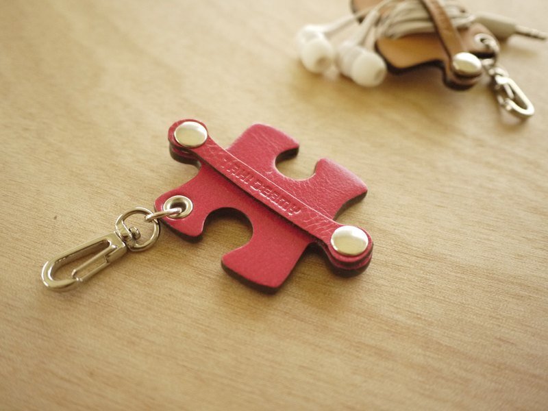 拼图卷线器-桃红色 - 卷线器/电线收纳 - 真皮 