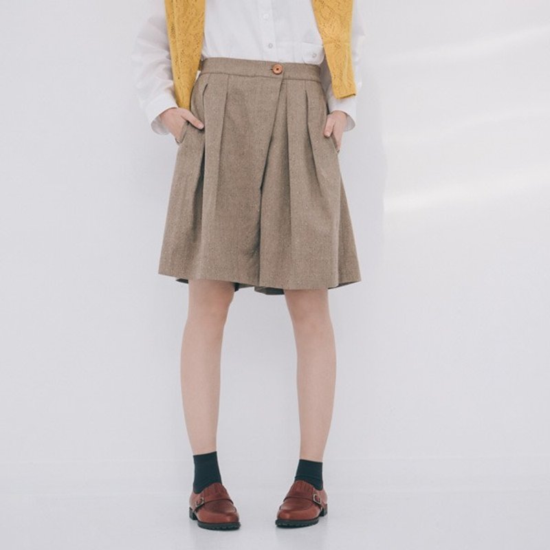 不对称造型裤裙 - 糖霜玛奇朵 - 女装长裤 - 其他材质 卡其色