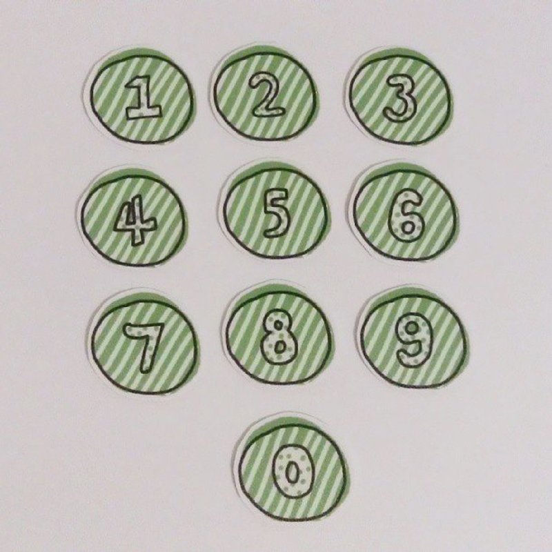 幸运数字贴纸－草绿　Green - 贴纸 - 纸 绿色