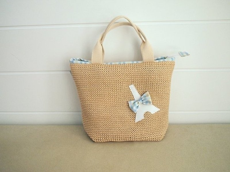 hairmo。藤编铁塔拉链外出袋(格纹) - 手提包/手提袋 - 其他材质 卡其色