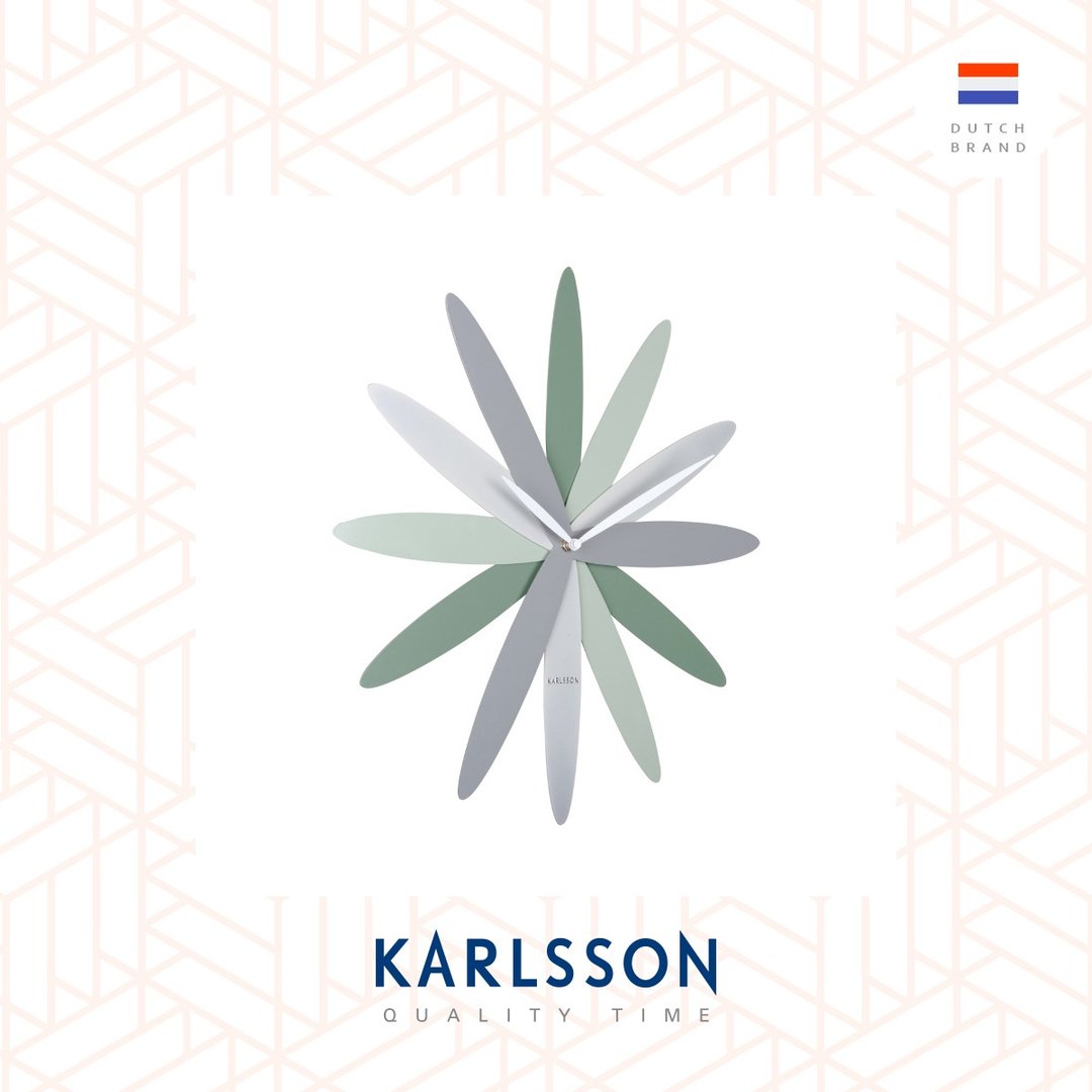 荷兰Karlsson,Wall clock 45cm Bloom green tones花瓣设计师挂钟 - 时钟/闹钟 - 其他金属 绿色