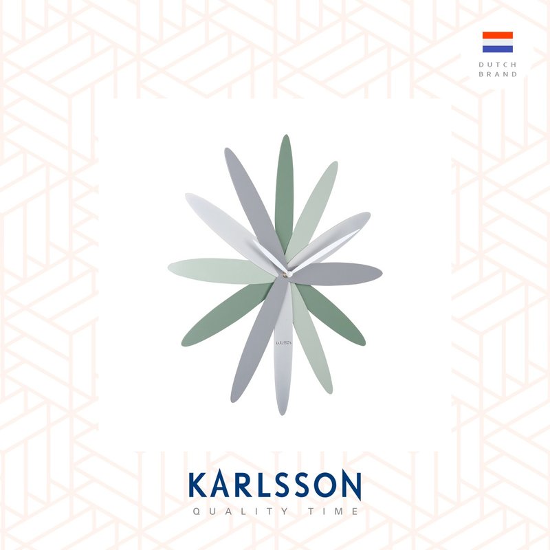 荷兰Karlsson,Wall clock 45cm Bloom green tones花瓣设计师挂钟 - 时钟/闹钟 - 其他金属 绿色