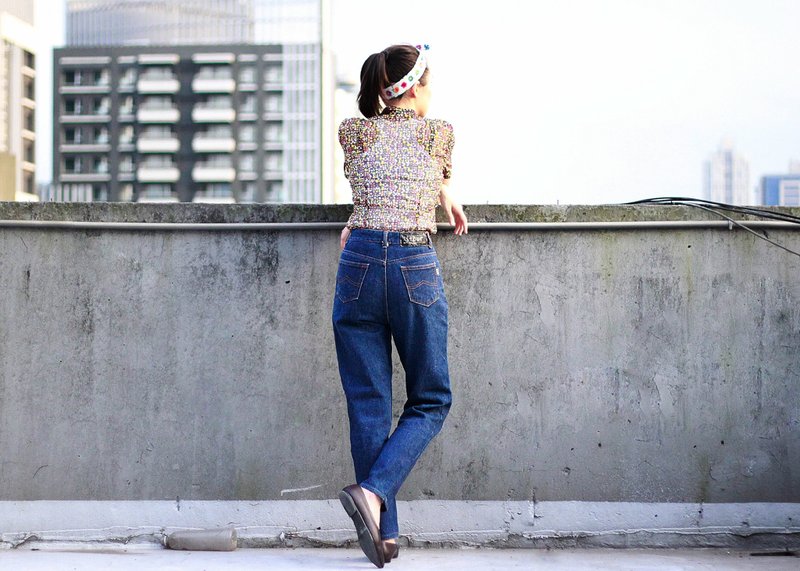 窄管高腰牛仔裤【c14051804】 - 女装长裤 - 棉．麻 蓝色