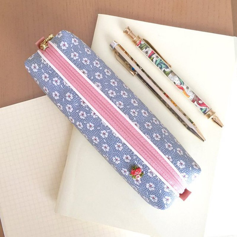 Pen Case with Japanese Traditional pattern, Kimono - Silk - 铅笔盒/笔袋 - 其他材质 蓝色
