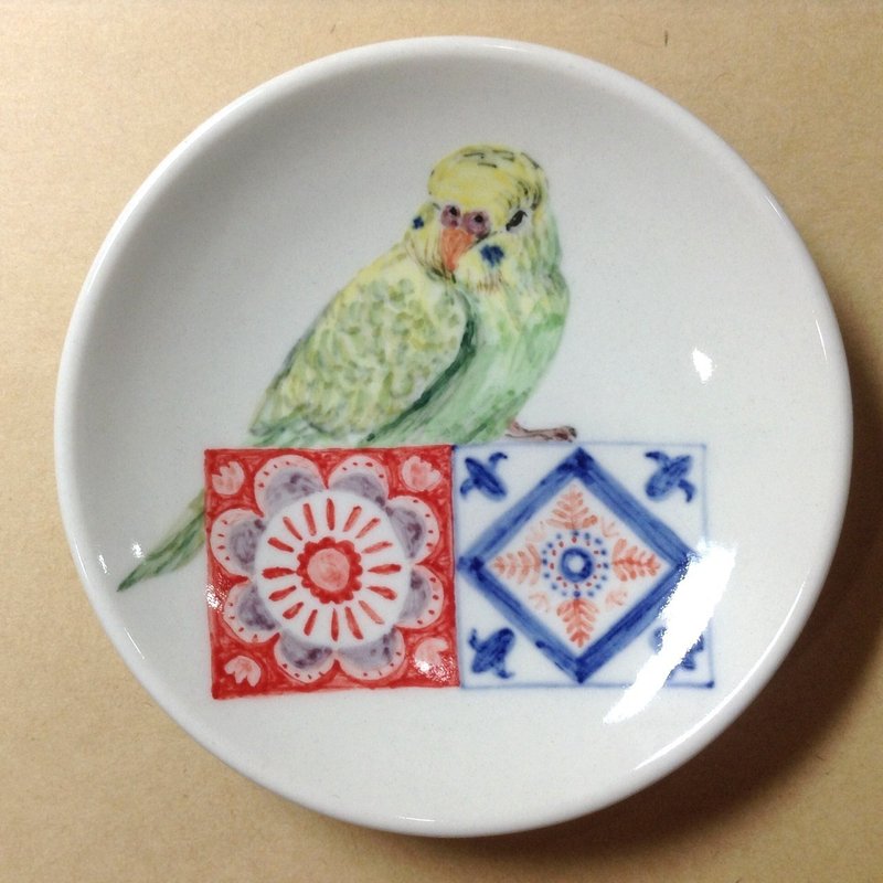 虎皮爱花砖-手绘鹦鹉小碟 - 浅碟/小碟子 - 其他材质 多色